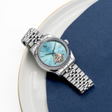 BUREI Men's Classic Luxury Watch Stainless Steel Waterproof Machine Watch Fashion Double Watches Date Sapphire Crystal