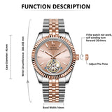 BUREI Men's Classic Luxury Watch Stainless Steel Waterproof Machine Watch Fashion Double Watches Date Sapphire Crystal