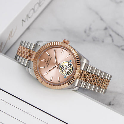 BUREI Men's Classic Luxury Watch Stainless Steel Waterproof Machine Watch Fashion Double Watches Date Sapphire Crystal