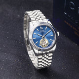BUREI Men's Classic Luxury Watch Stainless Steel Waterproof Machine Watch Fashion Double Watches Date Sapphire Crystal