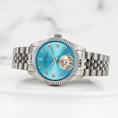 BUREI Men's Watch 41mm, Classic Stainless Steel, Waterproof Machine Watch with Date, Sapphire Crystal, Business Dress Wristwatch