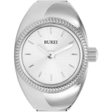 BUREI Women's Quartz Stainless Steel Two-Hand Ring Watch, Men Women Finger Watch with Elastic Strap