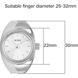BUREI Women's Quartz Stainless Steel Two-Hand Ring Watch, Men Women Finger Watch with Elastic Strap