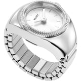 BUREI Women's Quartz Stainless Steel Two-Hand Ring Watch, Men Women Finger Watch with Elastic Strap