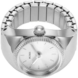 BUREI Women's Quartz Stainless Steel Two-Hand Ring Watch, Men Women Finger Watch with Elastic Strap