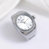 BUREI Women's Quartz Stainless Steel Two-Hand Ring Watch, Men Women Finger Watch with Elastic Strap