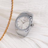 BUREI Women's Quartz Stainless Steel Two-Hand Ring Watch, Men Women Finger Watch with Elastic Strap