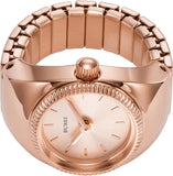 BUREI Women's Quartz Stainless Steel Two-Hand Ring Watch, Men Women Finger Watch with Elastic Strap