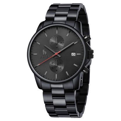 BUREI Men Watch,Waterproof Analog Quartz Stainless Steel Chronograph Fashion Minimalistic Classic Sport Watch for Men Gifts for Men