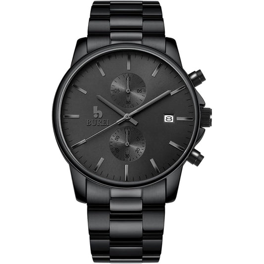 BUREI Men Watch,Waterproof Analog Quartz Stainless Steel Chronograph Fashion Minimalistic Classic Sport Watch for Men Gifts for Men