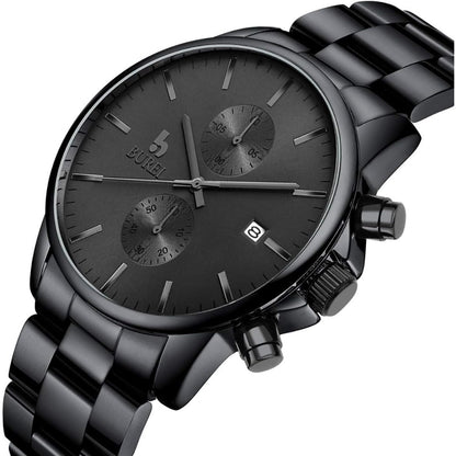 BUREI Men Watch,Waterproof Analog Quartz Stainless Steel Chronograph Fashion Minimalistic Classic Sport Watch for Men Gifts for Men