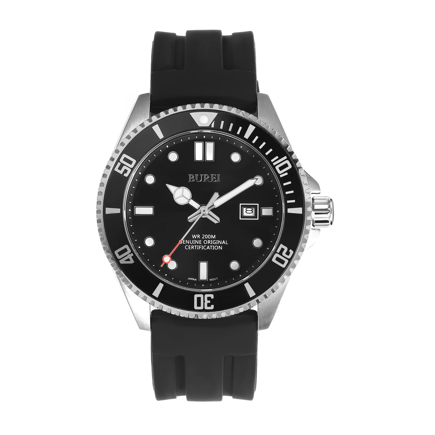 BUREI Men's Dive Watch, 200M Waterproof Analog Quartz Stainless Steel Fashion Classic Work Business Dress Wrist Watch for Men with Auto Date