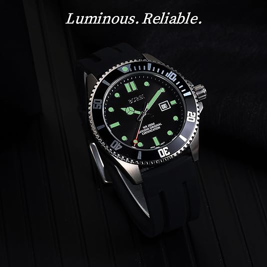 BUREI Men's Dive Watch, 200M Waterproof Analog Quartz Stainless Steel Fashion Classic Work Business Dress Wrist Watch for Men with Auto Date