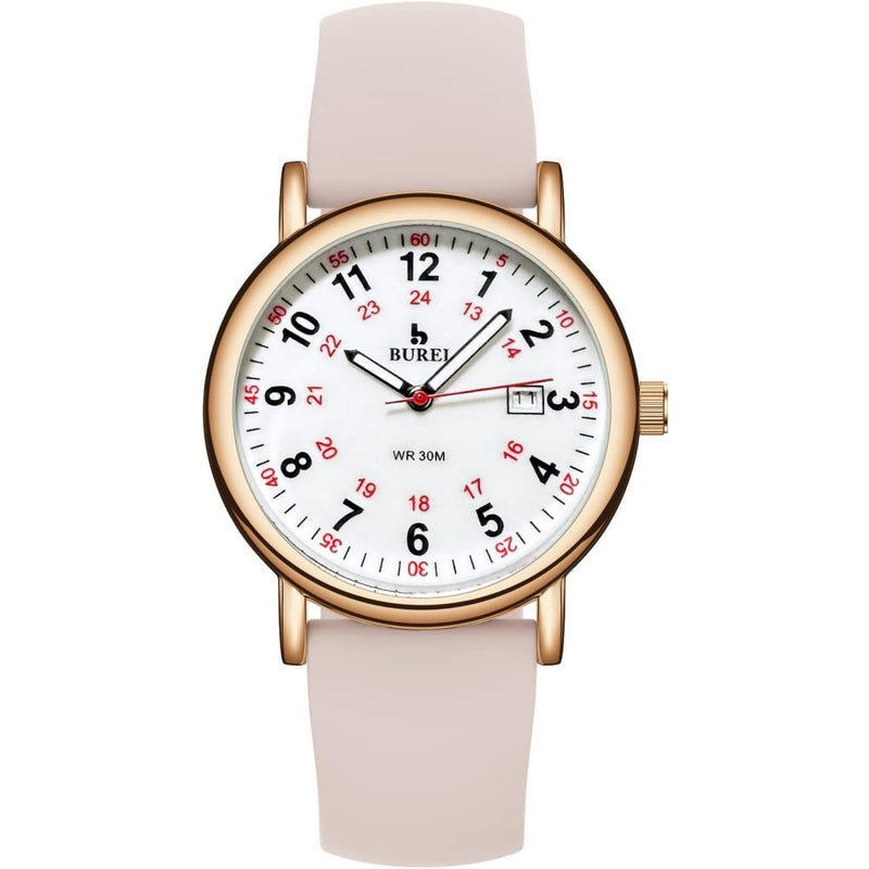 BUREI Nurse Wrist Watch for Nurse Medical Professionals Students Women Men, Waterproof 12/24 Hour Military Time Luminouse Easy Read Dial,Colorful Silicone Band