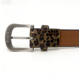 BUREI Women's Leopard Belt Animal Print Belt with Metal Buckle Pu Leather Jeans Belts