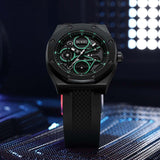 BUREI Mens Watches Fashion Geometric Design Quartz Watch for Men Silicone Waterproof Sport Casual Classical Fashion Wrist Watches Gift for Men