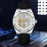 BUREI Mens Watches Fashion Geometric Design Quartz Watch for Men Silicone Waterproof Sport Casual Classical Fashion Wrist Watches Gift for Men