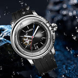 BUREI Automatic Dive Watch Sapphire Glass Wrist Watch Men's 500m Waterproof Watch with Rubber Strap，Luminous Hands and Markers