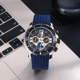 BUREI Mens Multifunction Watches Analog Waterproof Chronograph Watch for Men Military Sports Wrist Watch with Fashion Waterproof Silicone Band Stainless Steel Watch Dial