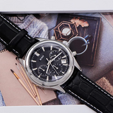 BUREI Men's Chronograph Watches Leather Strap Business Luxury Sport Multifunction Watch for Men