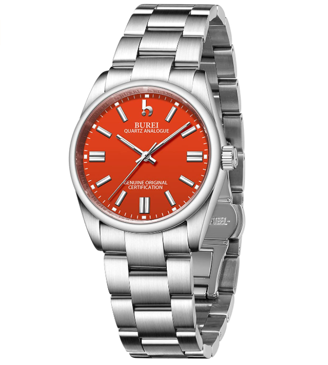 BUREI Classic Watches Women Quartz Watch 36mm Stainless Steel Watch for Women Unique Date Business Wrist Watch