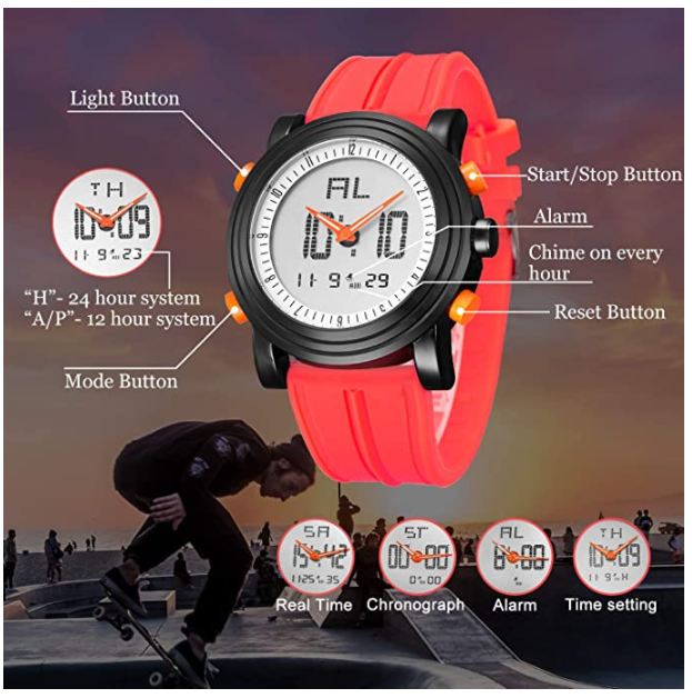 BUREI Mens Analog Digital Sport Watches with Alarm Stopwatch LED Backl bureiwatches