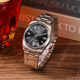 BUREI Men's Stainless Steel Fashion Watch Japan Movement Quartz Wristwatches for Men 41mm Luxury Round Watch
