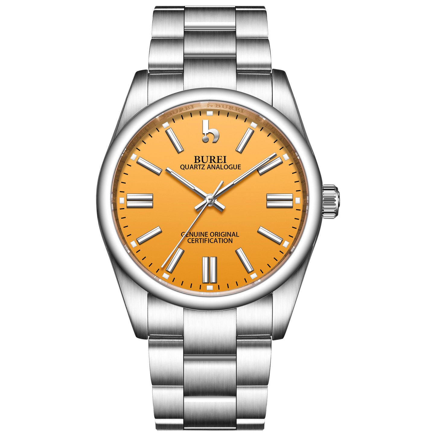BUREI Men's Stainless Steel Fashion Watch Japan Movement Quartz Wristwatches for Men 41mm Luxury Round Watch