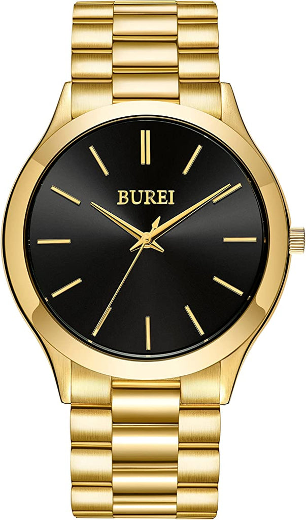 BUREI Fashion Minimalist Business Men's 41mm Wrist  Watches Stainless Steel Waterproof Quartz Watch for Man