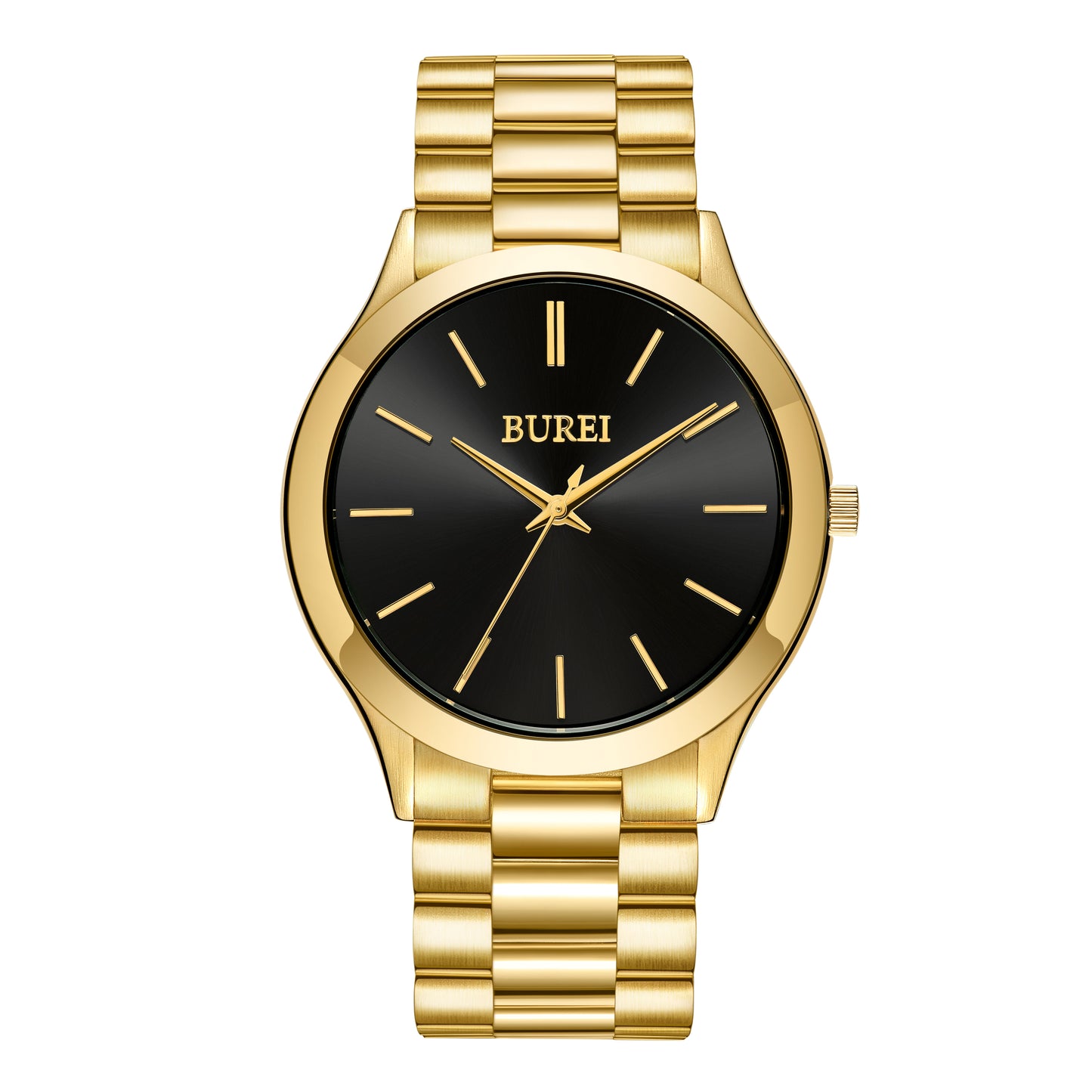BUREI men's stainless steel fashion business watch japanese movement quartz watch men's 41mm luxury round watch