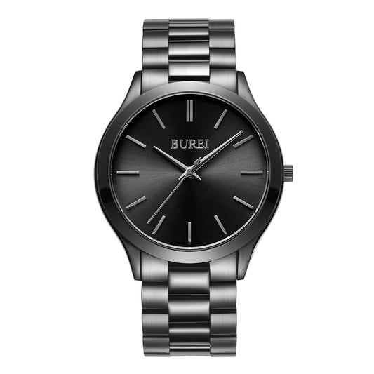 BUREI men's stainless steel fashion business watch japanese movement quartz watch men's 41mm luxury round watch