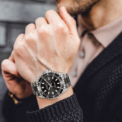 BUREI Mens Fashion Luxury Watch Classic Wrist Watch For Men With Stainless Steel Watch Band